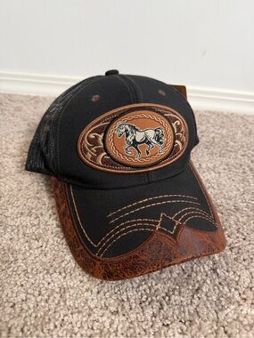Y2K Western Horse faux leather hat grunge